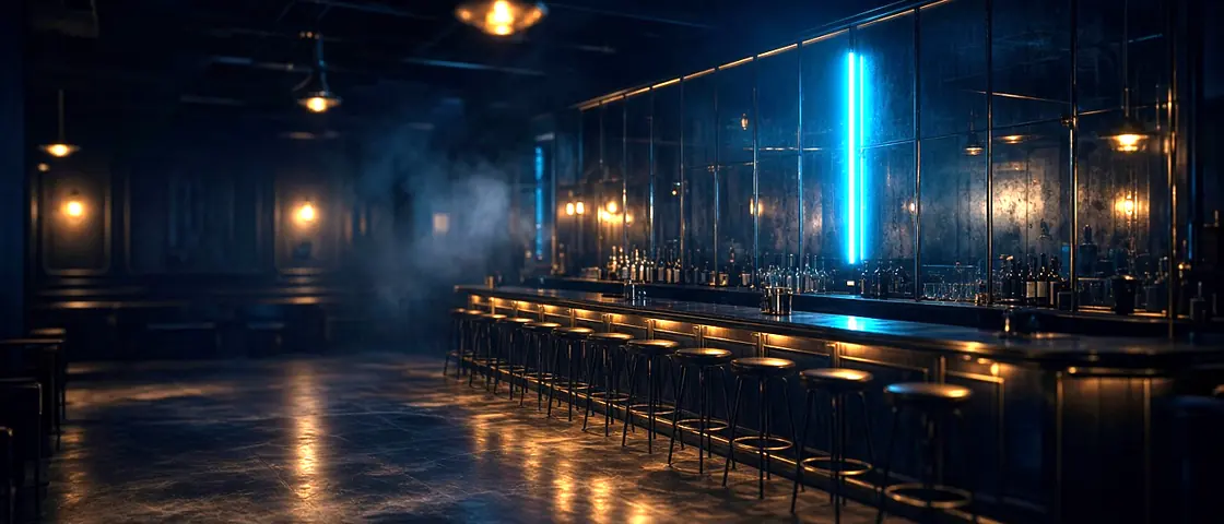 Adult Club Near Me: an empty club room lit for the evening