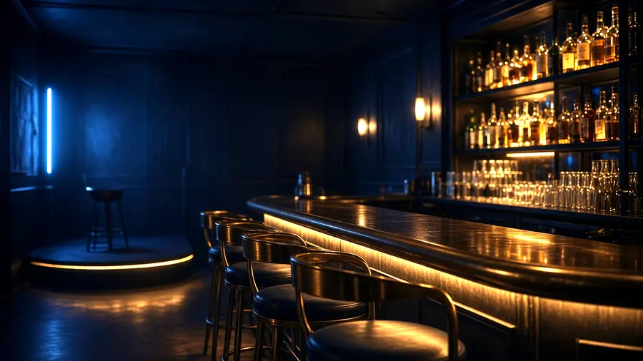 Strip Bar Near Me: an empty club room lit for the evening