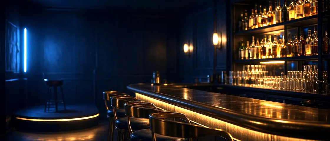 Strip Bar Near Me: an empty club room lit for the evening