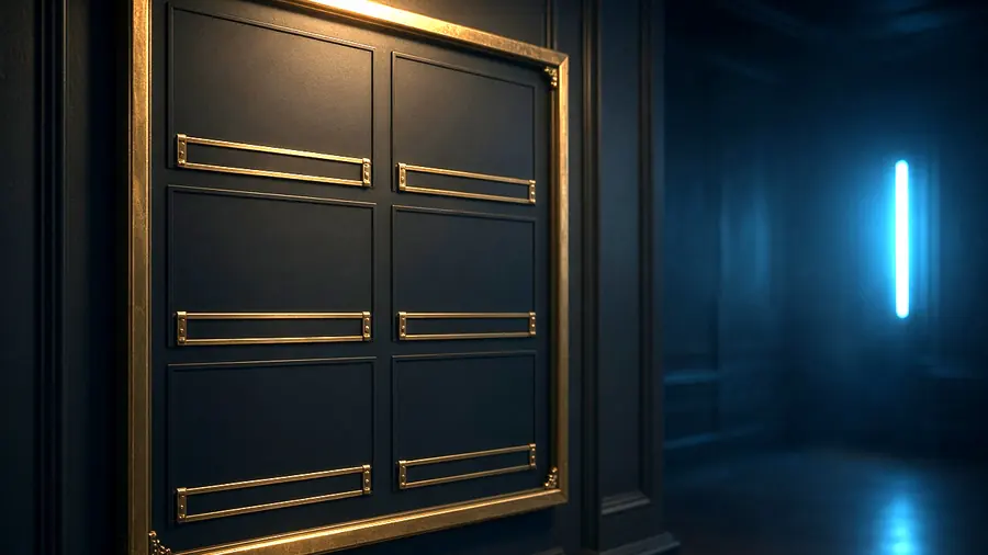 Club listing board in a dim lobby with brass lettering rails