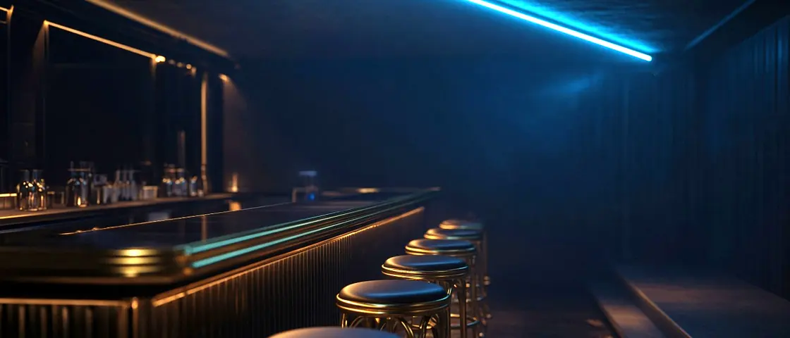 Topless Bar Near Me: an empty club room lit for the evening